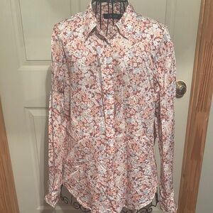 Ralph Lauren Pink and White Floral Women's Button Down Shirt